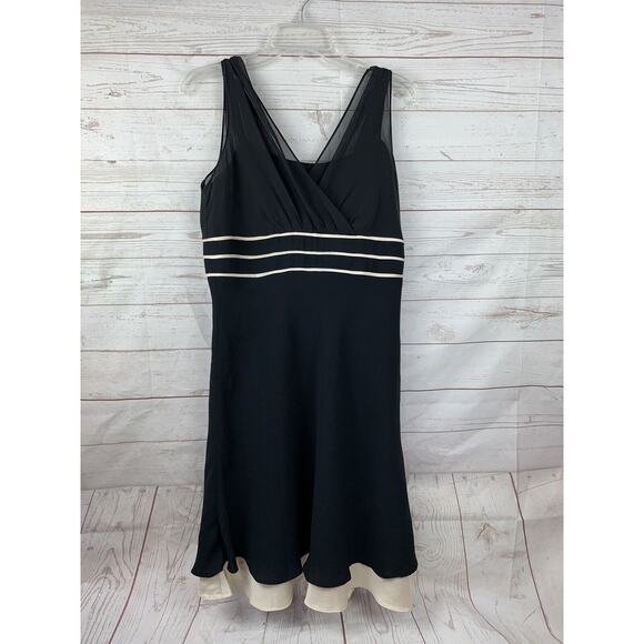 Z Studio Sleeveless Dress Womens size‎ 10 Black Tan Crepe Cocktail Party - Picture 1 of 7